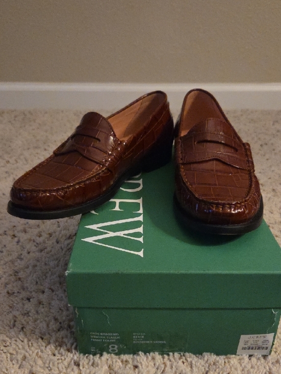 J. Crew | Croc-Embossed Penny Loafers in Burnished Sienna, Size 8.5 - Picture 6 of 7